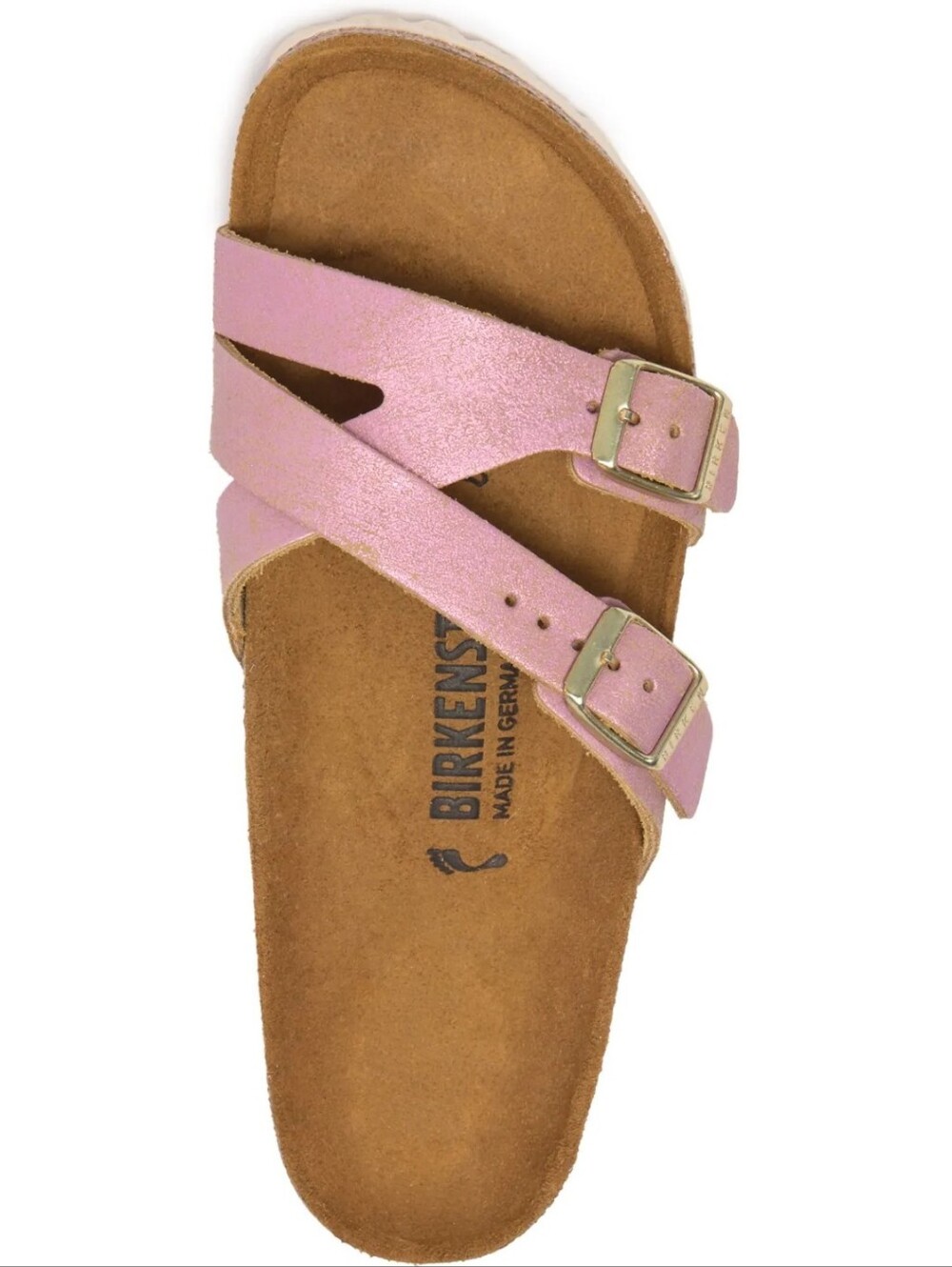 Birkenstock Yao Washed Metallic Rose Slide Sandals Size 38